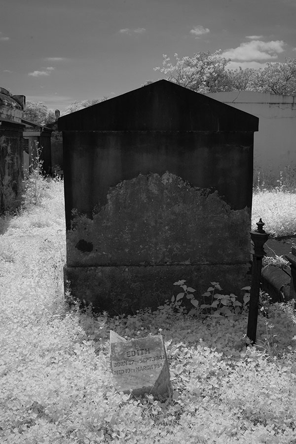 Tomb and Child's Grave Marker in Infrared.